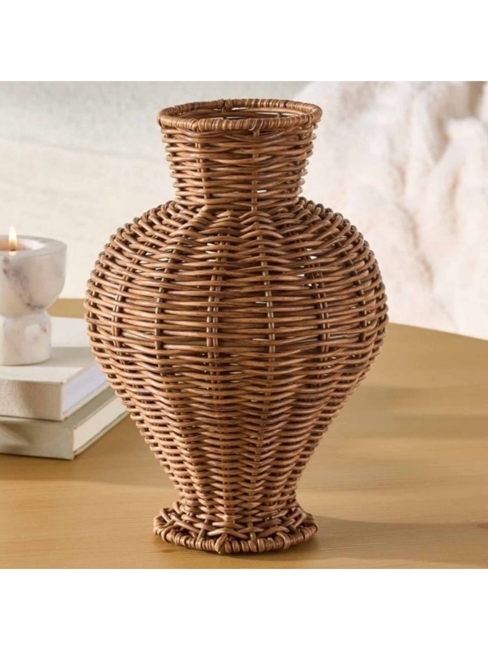 🆕- Better Homes & Gardens Woven Rattan Indoor Vase, 10"